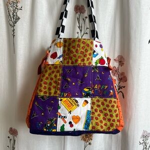 Vibrant Halloween Patchwork Tote Bag